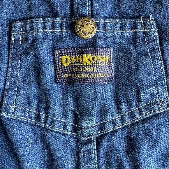 VTG Union Made OshKosh B’Gosh Plaid Flannel Lined Denim Overalls Size 4 - Picture 3 of 12